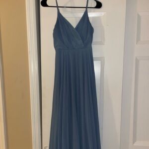 Lulu's Shimmering Blue Satin Gown